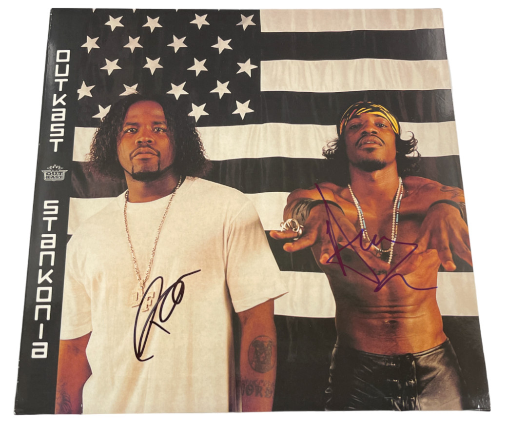 OUTKAST SIGNED STANKONIA ALBUM LP VINYL ANDRE 3000 BIG BOI AUTOGRAPH BECKETT COLLECTIBLE MEMORABILIA