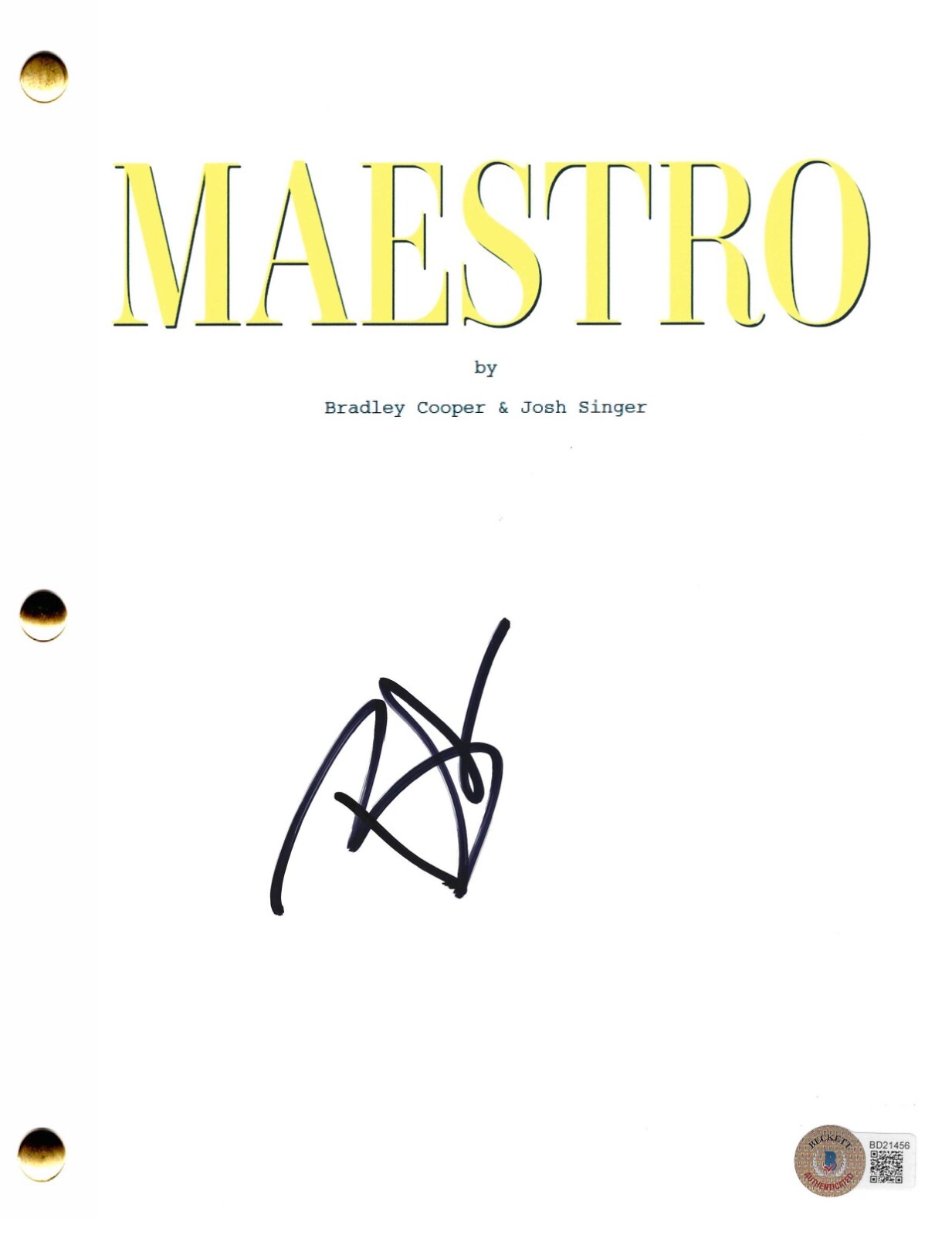 Bradley Cooper Signed Maestro Full Script Authentic Autograph Beckett