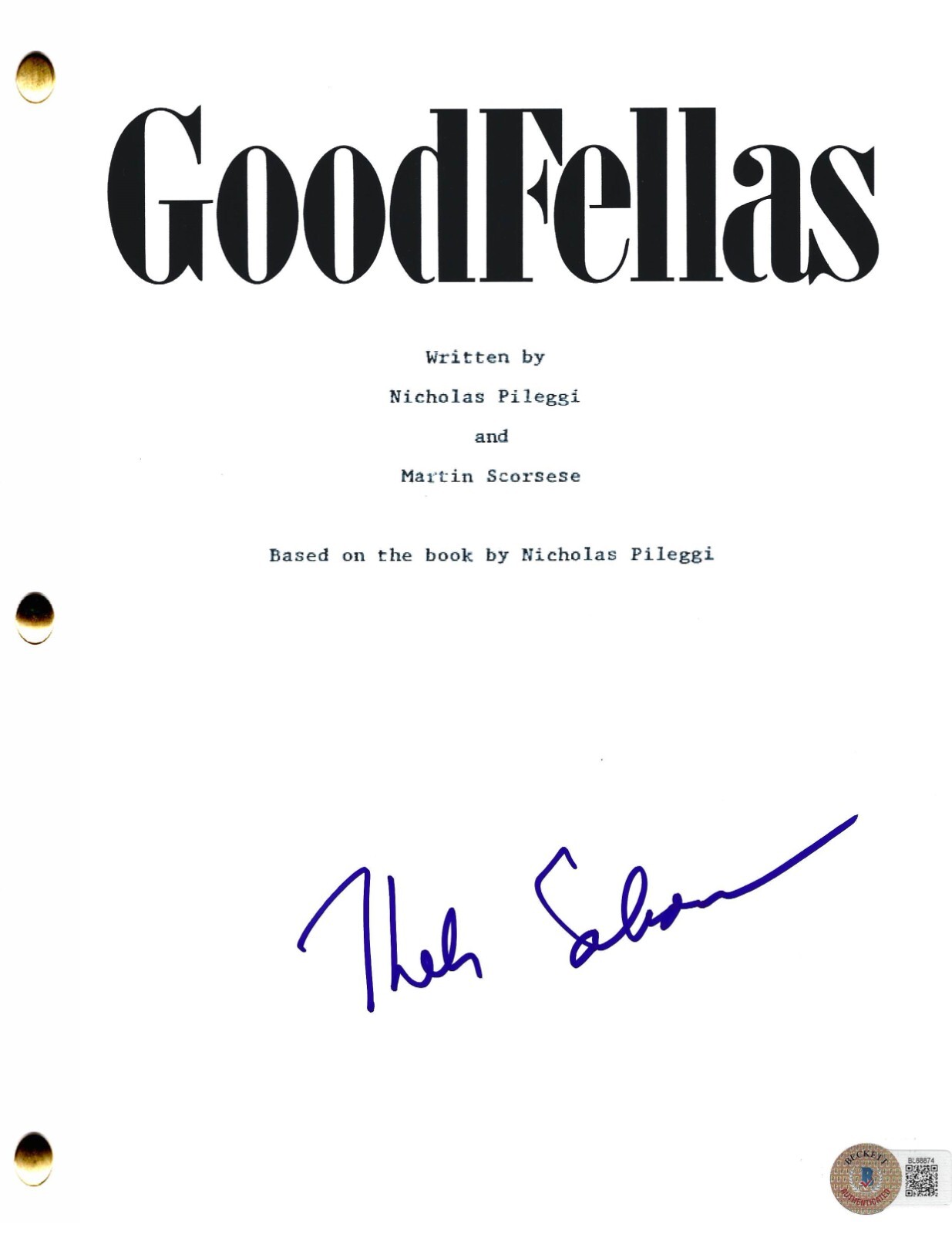 Thelma Schoonmaker Signed Goodfellas Full Script Authentic Autograph Beckett