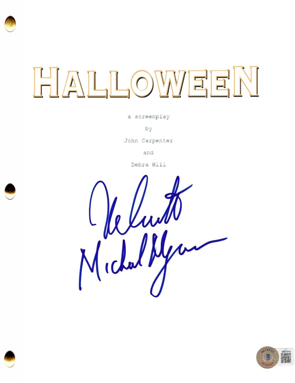 Nick Castle Signed Halloween Full Script Authentic Autograph Beckett Witness