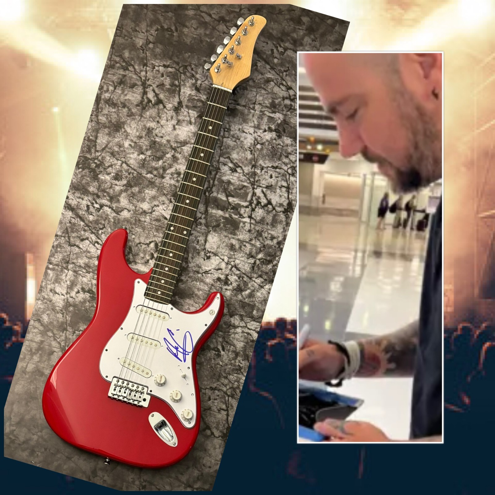 GFA Three Days Grace Singer * ADAM GONTIER * Signed Electric Guitar PROOF COA