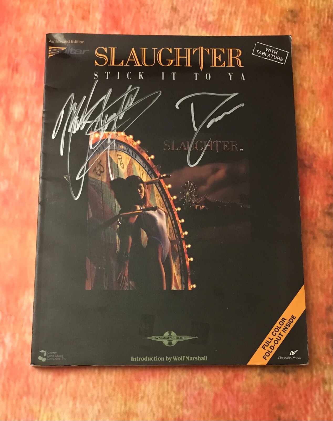 GFA Mark and Dana Strum * SLAUGHTER * Band Signed Lyric Sheet Book JL1 COA