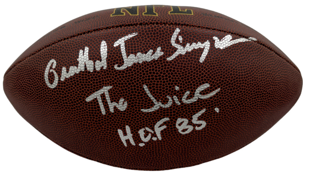 Oj Simpson Signed NFL Football FULL SIGNATURE Inscriptions Autograph Beckett