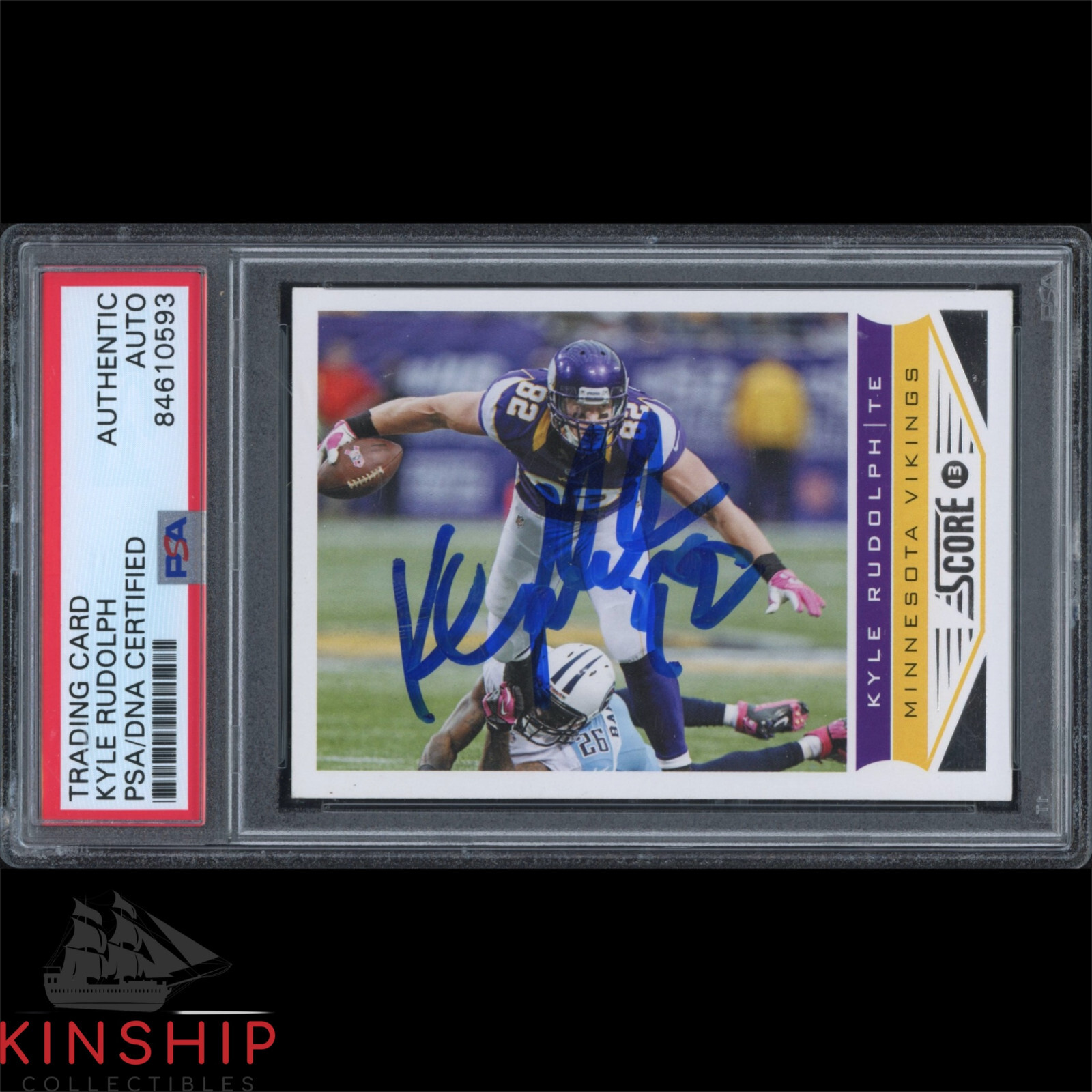 Kyle Rudolph signed 2013 Panini Trading Card PSA DNA Slabbed Vikings Auto C2472