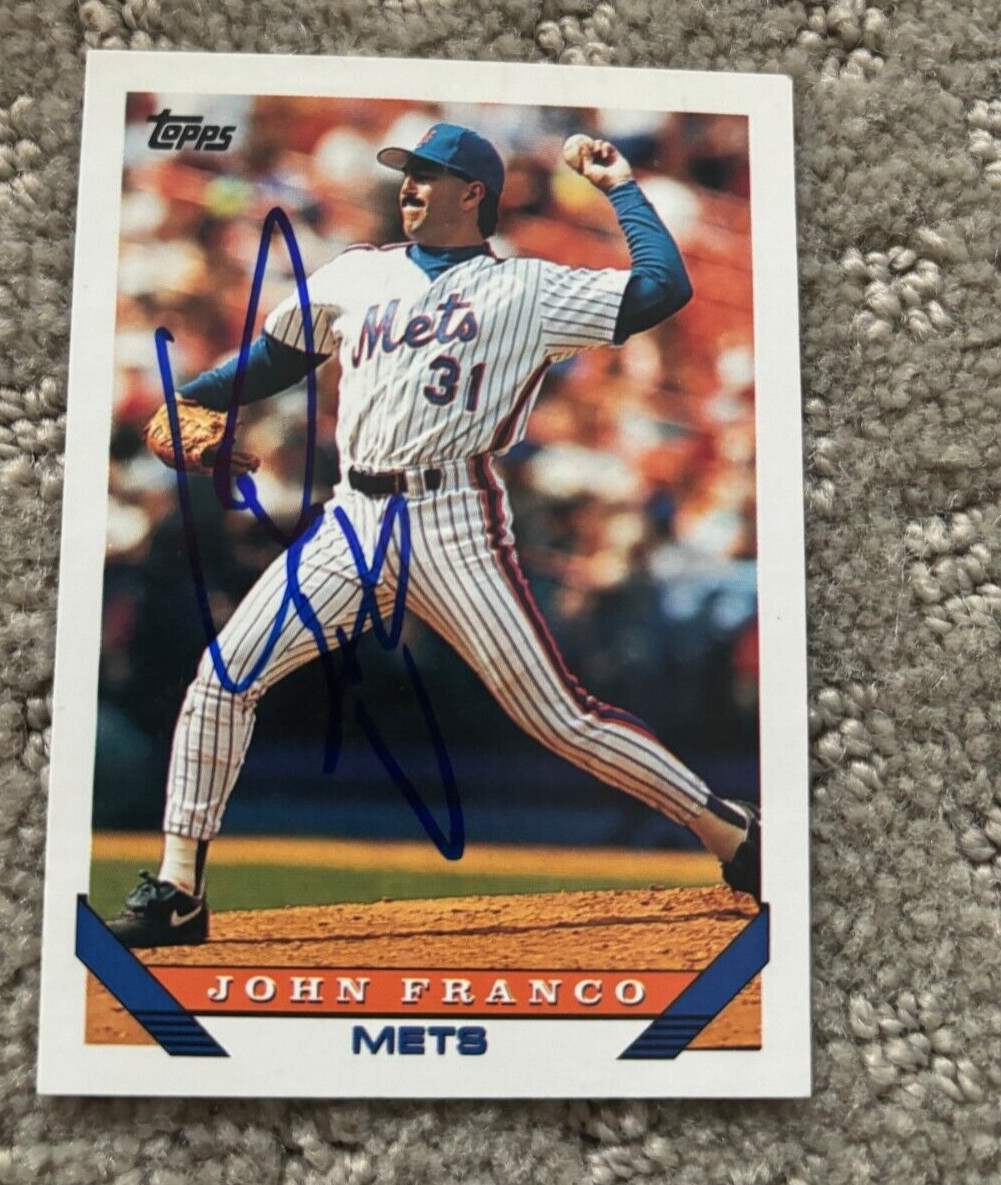 John Franco Signed Autographed 1993 Topps card #25 New York Mets