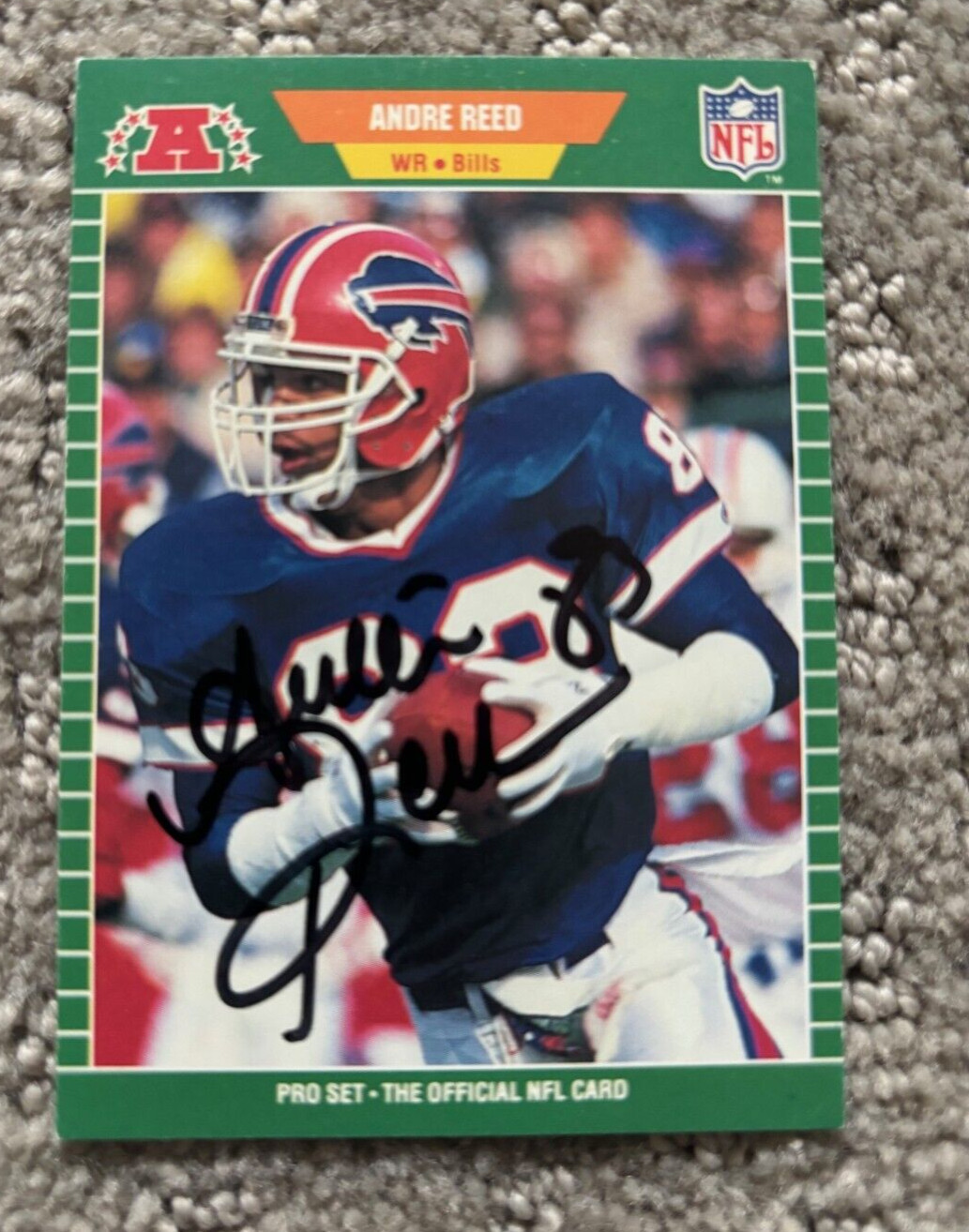 ANDRE REED Signed Autographed 1989 Pro Set Football Card #26 Buffalo Bills
