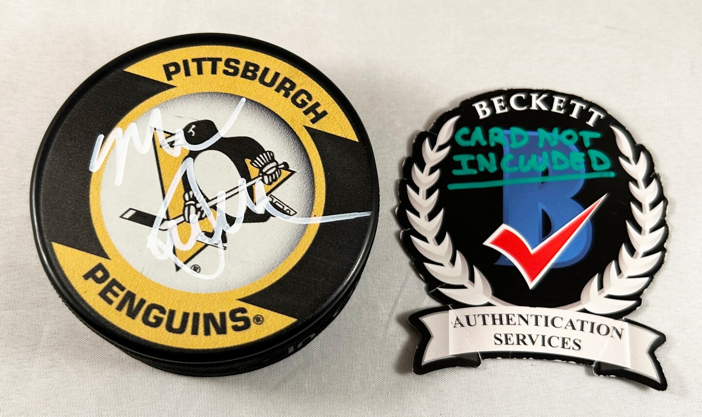 Mike Sullivan Signed Hockey Puck Pittsburgh Penguins Beckett BAS COA