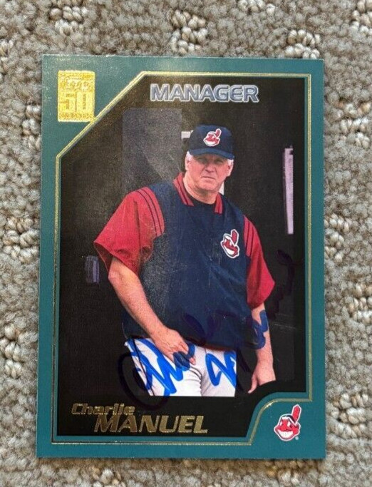 Charlie Manuel signed autographed 2001 Topps Card #329 Cleveland Indians