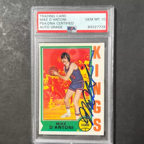 1974-75 TOPPS #138 MIKE D’ANTONI SIGNED CARD AUTO 10 PSA SLABBED KINGS COLLECTIBLE MEMORABILIA