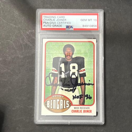 1976 TOPPS #89 CHARLIE JOINER SIGNED CARD PSA AUTO 10 SLABBED BENGALS COLLECTIBLE MEMORABILIA