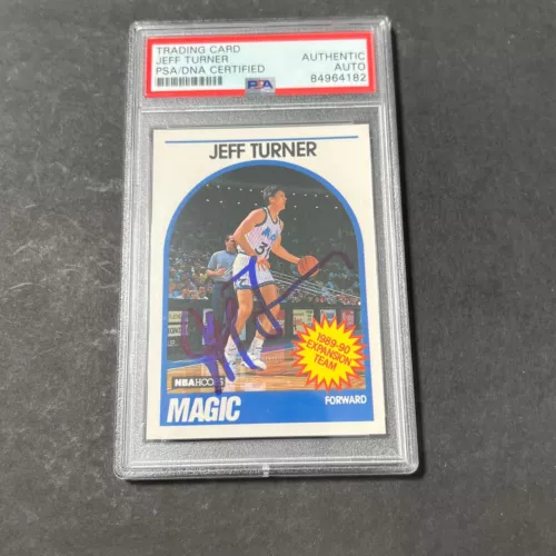 1989-90 NBA HOOPS #322 JEFF TURNER SIGNED CARD AUTO PSA SLABBED MAGIC COLLECTIBLE MEMORABILIA