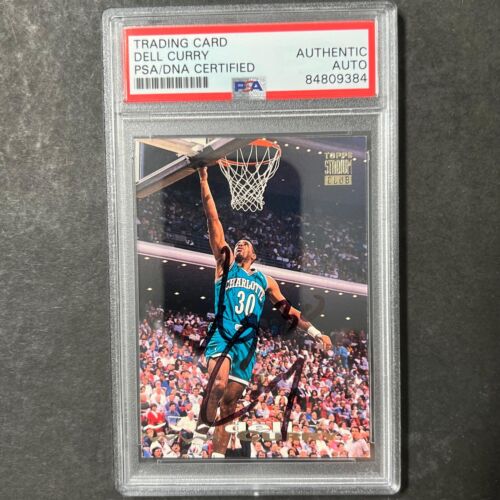 1992-93 TOPPS STADIUM CLUB #146 DELL CURRY SIGNED CARD AUTO PSA/DNA SLABBED HORN COLLECTIBLE MEMORABILIA
