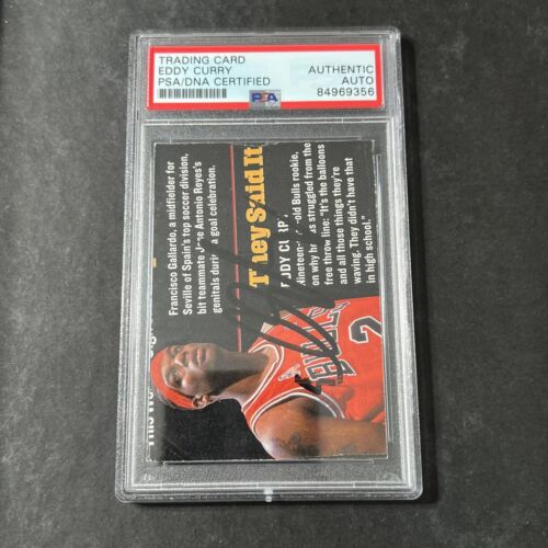 1993-94 SKYBOX #412 EDDY CURRY SIGNED CARD PSA MINT SLABBED AUTO BULLS COLLECTIBLE MEMORABILIA
