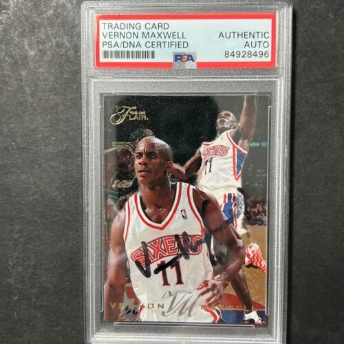 1995 FLEER SKYBOX #182 VERNON MAXWELL SIGNED CARD AUTO PSA SLABBED SIXERS COLLECTIBLE MEMORABILIA