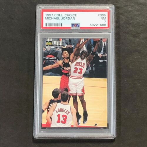 1997 COLLECTORS CHOICE #395 MICHAEL JORDAN PSA 7 NM BULLS COLLECTIBLE MEMORABILIA