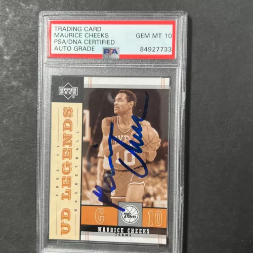 2003-04 UPPER DECK #66 MAURICE CHEEKS SIGNED CARD AUTO 10 PSA SLABBED 76ERS COLLECTIBLE MEMORABILIA