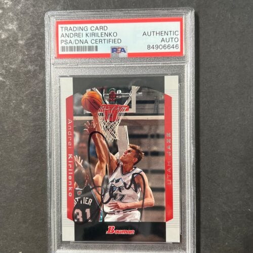 2004-05 BOWMAN DRAFT #47 ANDREI KIRILENKO SIGNED CARD AUTO PSA SLABBED JAZZ COLLECTIBLE MEMORABILIA