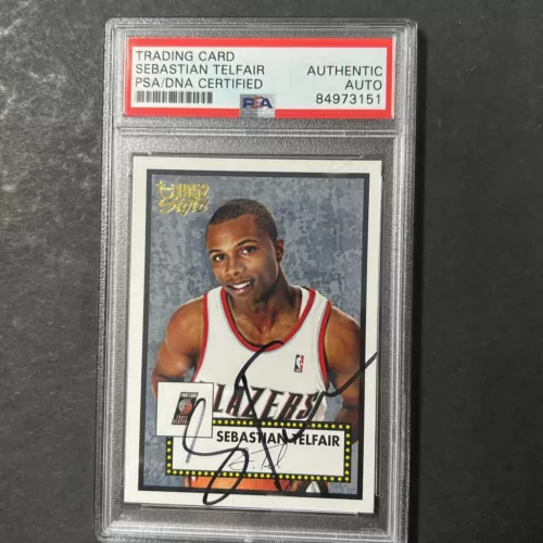 2005-06 TOPPS 1952 STYLE #128 SEBASTIAN TELFAIR SIGNED CARD AUTO PSA/DNA SLABBED COLLECTIBLE MEMORABILIA