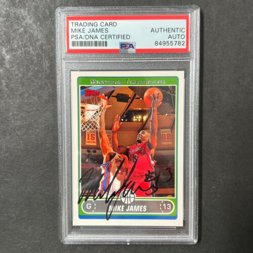 2006 TOPPS #102 MIKE JAMES SIGNED CARD AUTO PSA SLABBED TIMBERWOLVES COLLECTIBLE MEMORABILIA