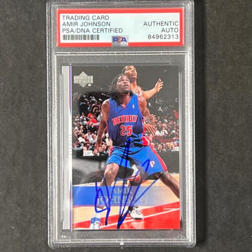 2007-08 UPPER DECK #126 AMIR JOHNSON SIGNED CARD AUTO PSA SLABBED PISTONS COLLECTIBLE MEMORABILIA