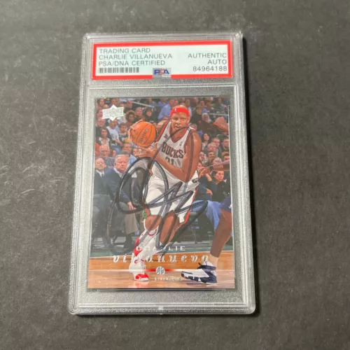 2008-09 UPPER DECK FIRST EDITION #101 CHARLIE VILLANUEVA SIGNED CARD AUTO PSA/DN COLLECTIBLE MEMORABILIA