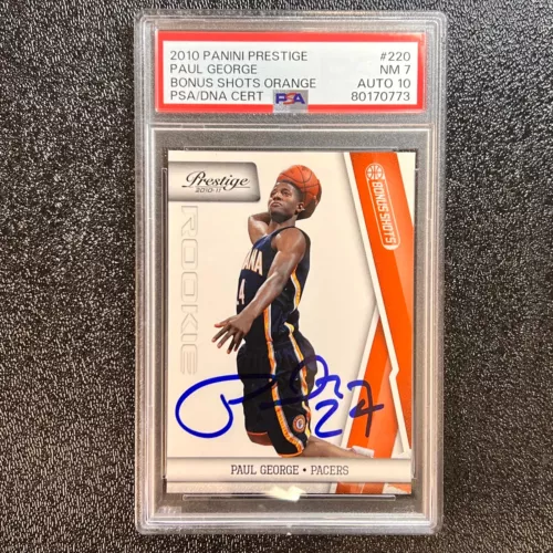 2010-11 PANINI PRESTIGE BONUS SHOTS ORANGE #220 PAUL GEORGE SIGNED ROOKIE CARD P COLLECTIBLE MEMORABILIA