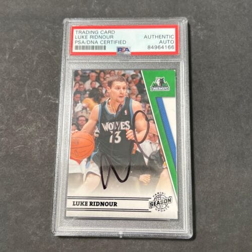 2010-11 PANINI SEASON UPDATE #140 LUKE RIDNOUR SIGNED CARD AUTO PSA SLABBED TIMB COLLECTIBLE MEMORABILIA