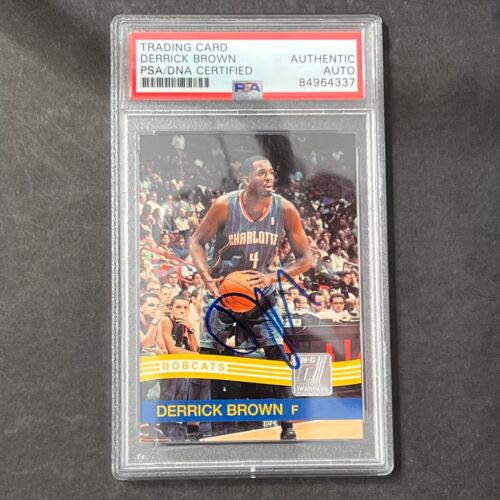 2010 PANINI #164 DERRICK BROWN SIGNED CARD PSA SLABBED AUTO RC BOBCATS COLLECTIBLE MEMORABILIA