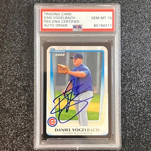 2011 TOPPS BOWMAN #BDPP10 DAN VOGELBACH SIGNED CARD AUTO 10 PSA SLABBED CUBS COLLECTIBLE MEMORABILIA
