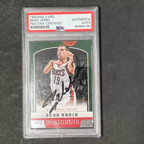 2012-13 PANINI #18 BENO UDRIH SIGNED CARD AUTO PSA SLABBED BUCKS COLLECTIBLE MEMORABILIA
