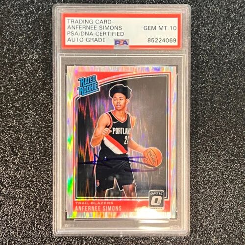 2018-19 DONRUSS OPTIC #186 ANFERNEE SIMONS SIGNED CARD AUTO GRADED 10 PSA SLABBE COLLECTIBLE MEMORABILIA