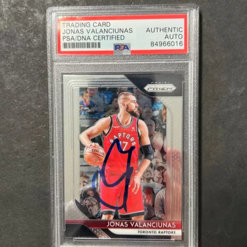 2018-19 PANINI PRIZM BLACK #93 JONAS VALANCIUNAS SIGNED CARD AUTO PSA SLABBED TO COLLECTIBLE MEMORABILIA