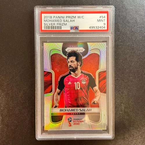 2018 PANINI PRIZM WORLD CUP SILVER PRIZM #54 MOHAMED SALAH PSA MINT 9 COLLECTIBLE MEMORABILIA