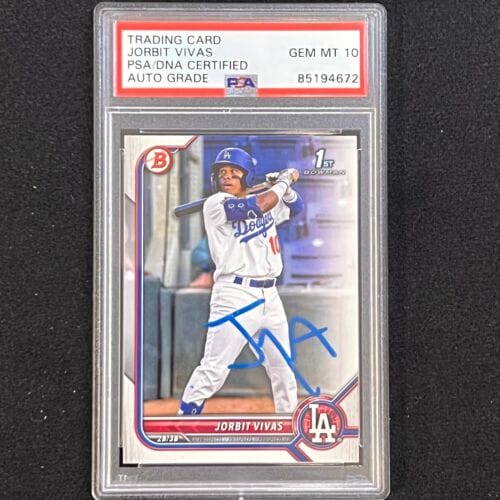2021 BOWMAN CHROME #BP-24 JORBIT VIVAS SIGNED CARD PSA SLABBED AUTO DODGERS COLLECTIBLE MEMORABILIA