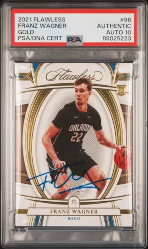 2021 FLAWLESS GOLD #96 FRANZ WAGNER SIGNED ROOKIE CARD AUTO 10 PSA SLABBED RC COLLECTIBLE MEMORABILIA