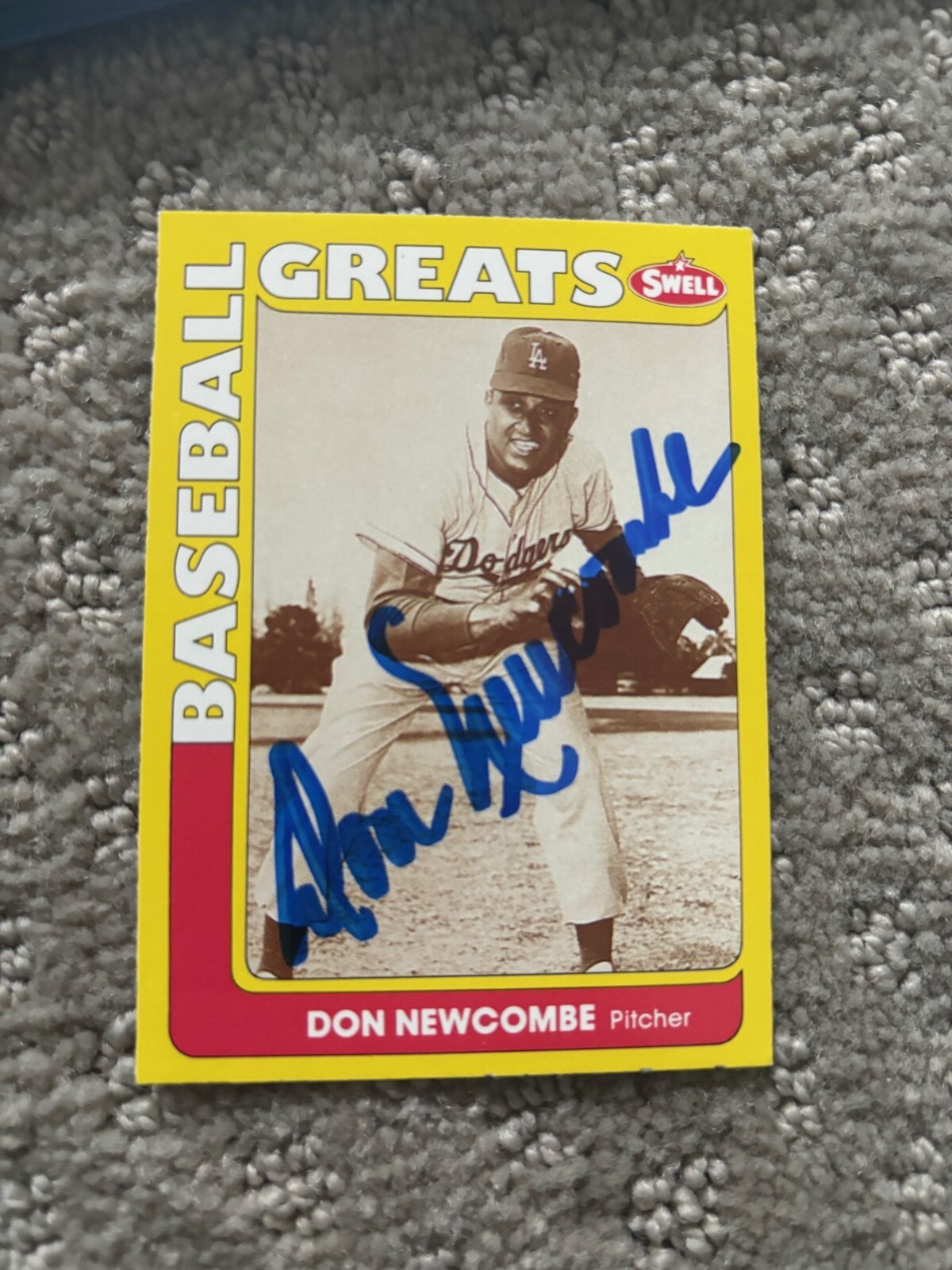 DON NEWCOMBE SIGNED AUTOGRAPHED 1991 SWELL BASEBALL GREATS CARD BROOKLYN DODGERS