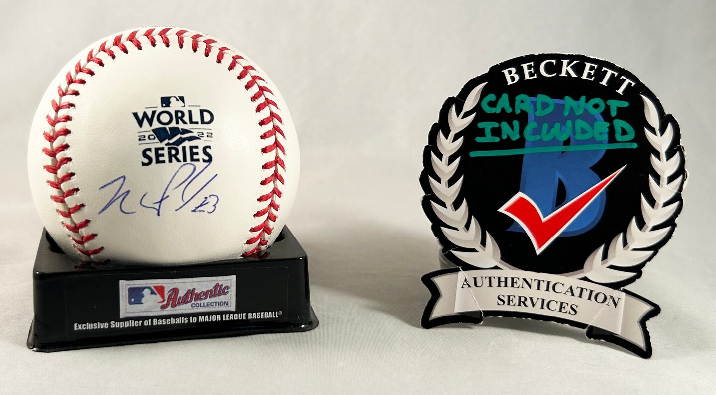 Michael Brantley Signed 2022 World Series Baseball Houston Astros Beckett BAS...