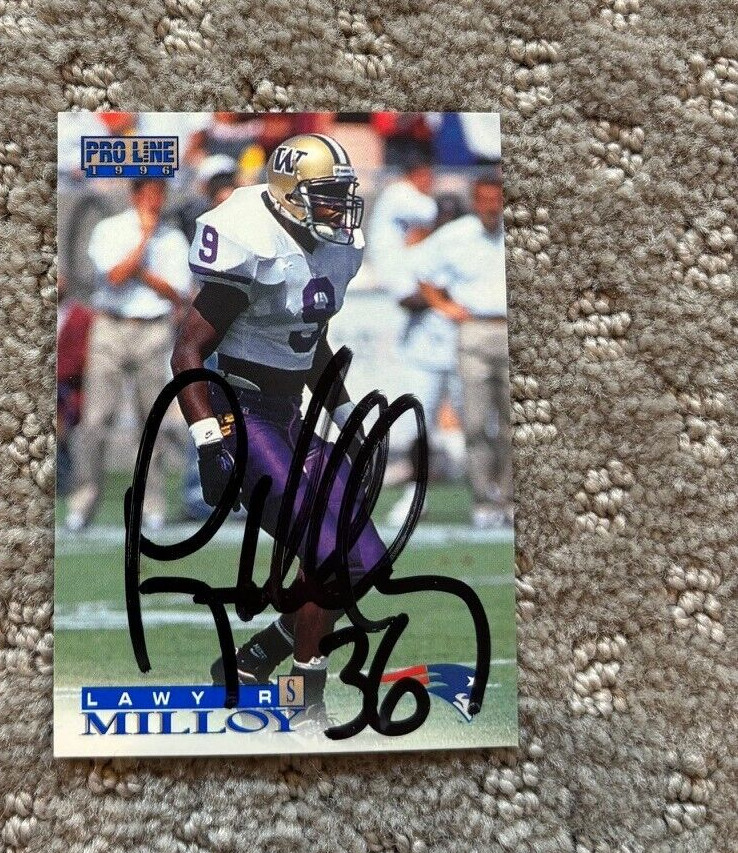 1996 Pro Line #330 Lawyer Milloy signed autographed RC New England Patriots