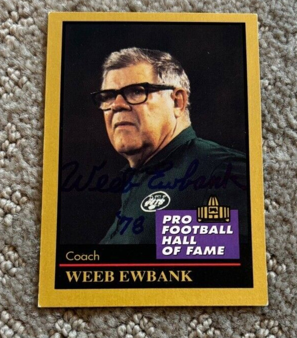 WEEB EWBANK SIGNED AUTOGRAPHED 1991 ENOR CARD NEW YORK JETS
