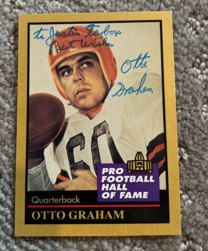 OTTO GRAHAM Personalized Autographed Signed 1991 ENOR card Cleveland Browns