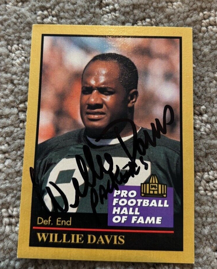 WILLIE DAVIS SIGNED 1990 PRO SET SUPER BOWL SUPERMEN FOOTBALL CARD PACKERS AUTO COLLECTIBLE MEMORABILIA