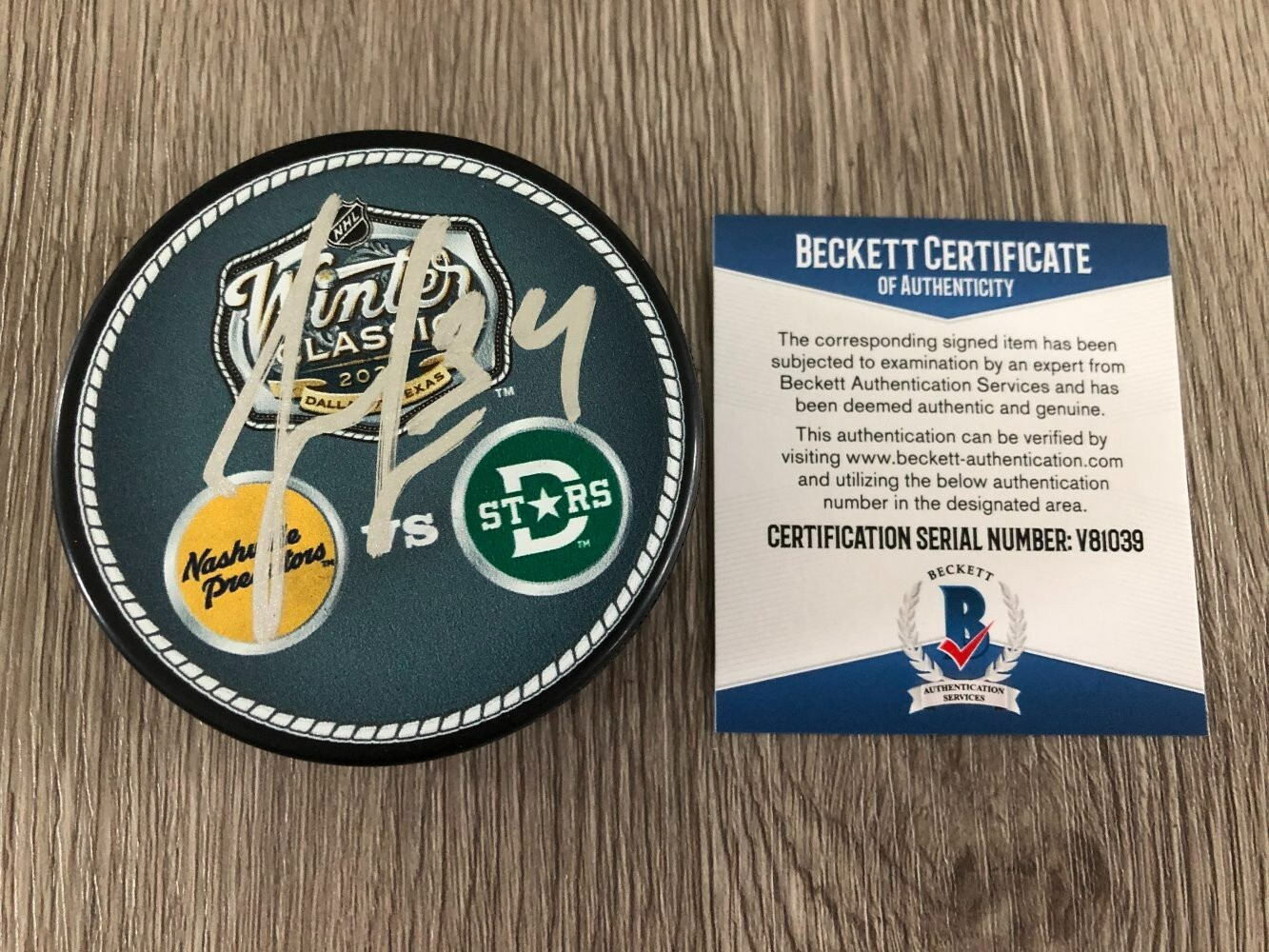 DENIS GURIANOV DALLAS STARS SIGNED 2020 WINTER CLASSIC PUCK A w/EXACT PROOF BAS