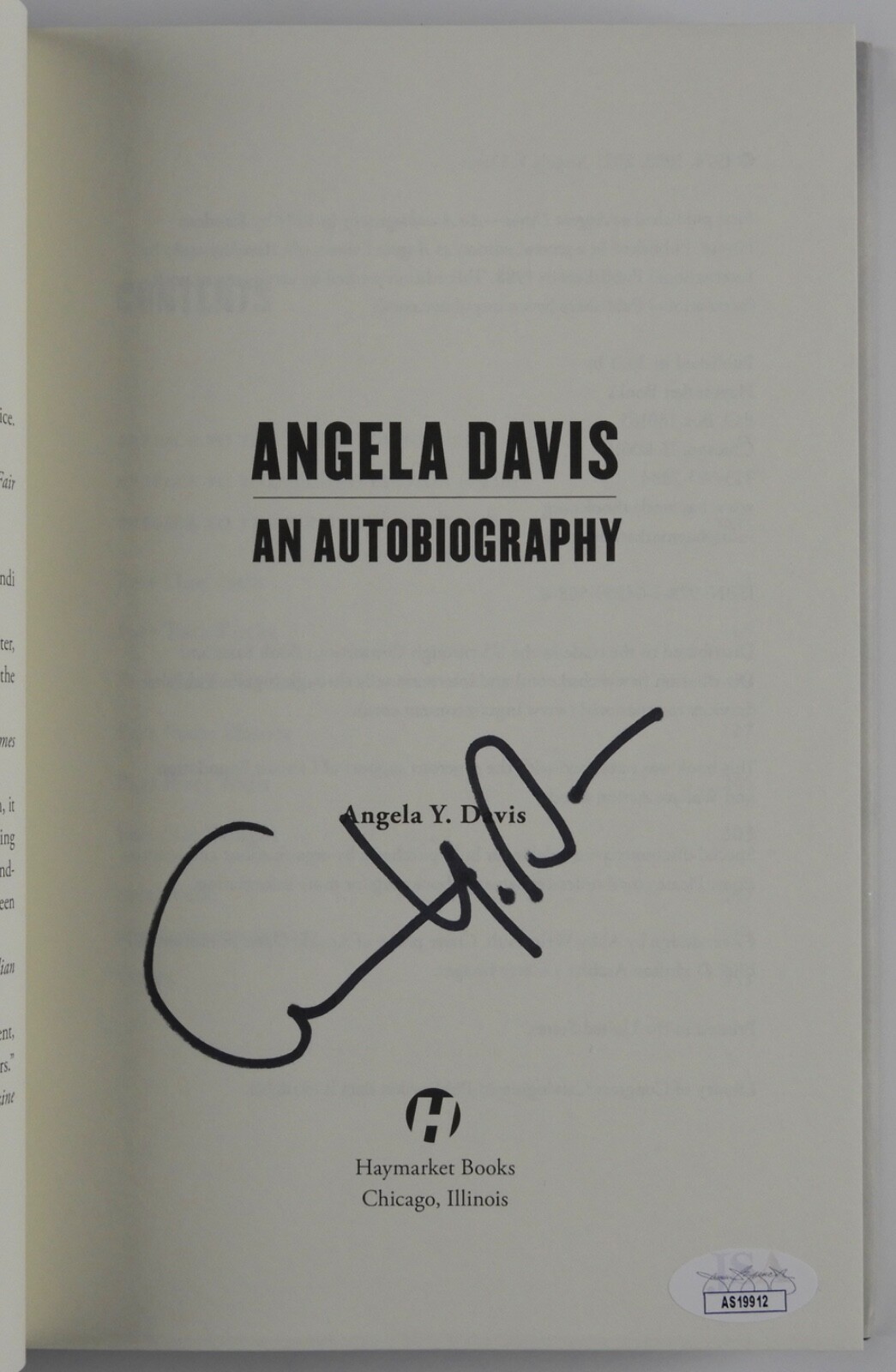 Angela Davis JSA Autograph Signed Book An Autobiography Hardcover Activist