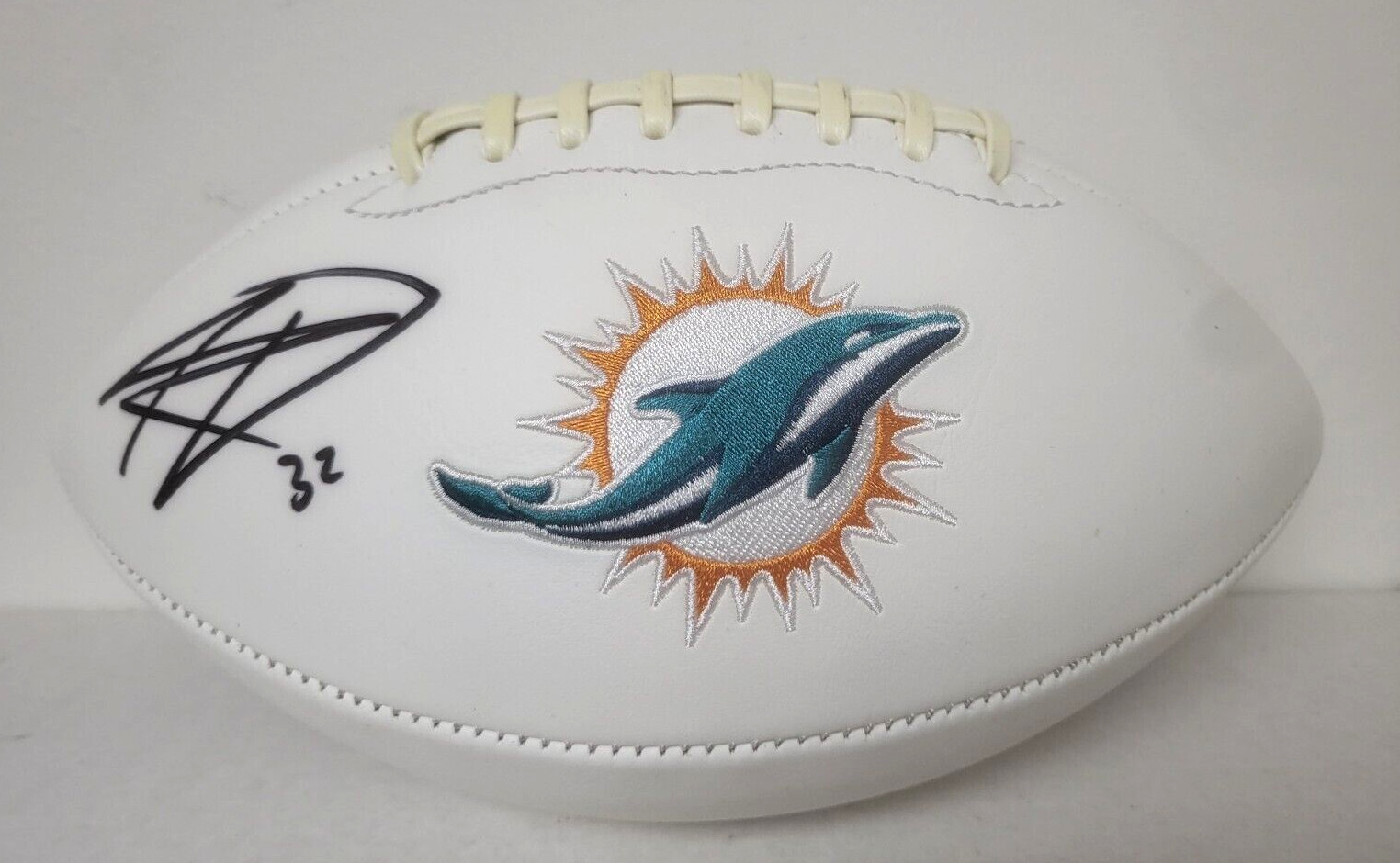 KENYAN DRAKE MIAMI DOLPHINS SIGNED AUTOGRAPHED WHITE PANEL FOOTBALL JSA