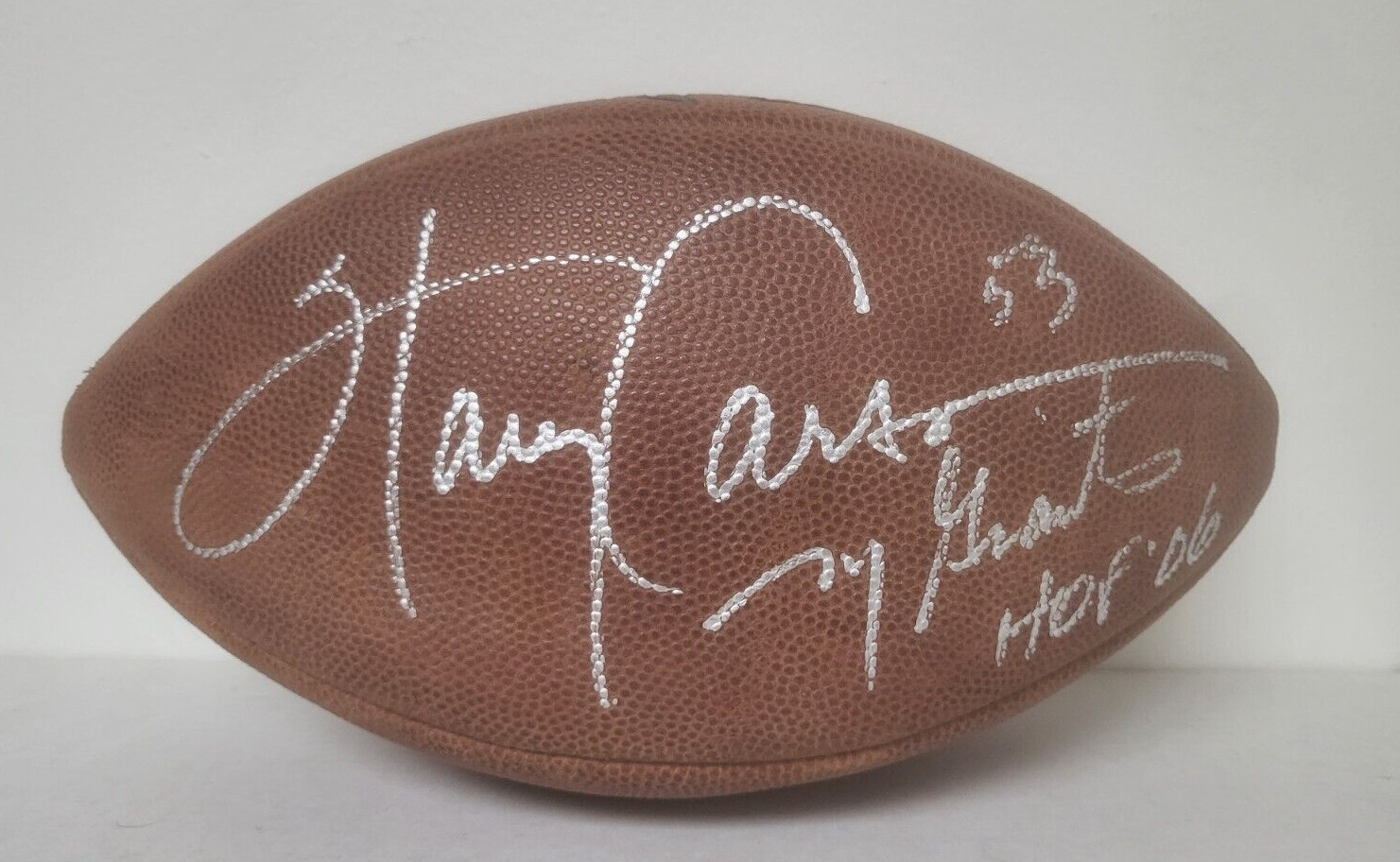 HARRY CARSON NY GIANTS HOF 06 SIGNED AUTOGRAPHED WILSON FOOTBALL BECKETT