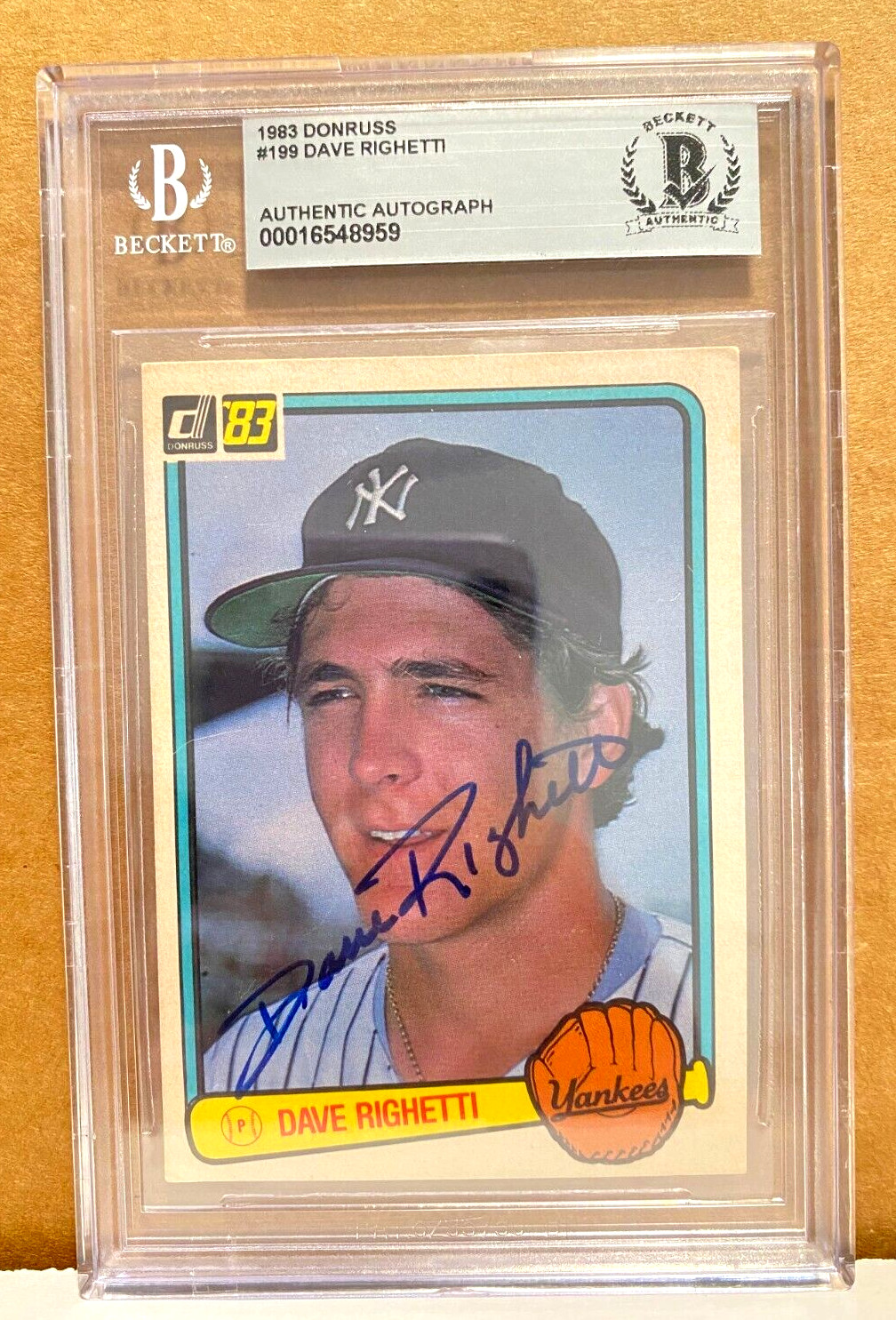 1983 DONRUSS DAVE RIGHETTI NEW YORK YANKEES SIGNED AUTOGRAPHED #199 CARD BECKETT