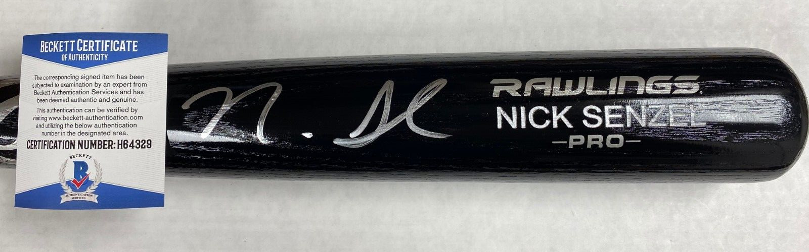NICK SENZEL CINCINNATI REDS SIGNED AUTOGRAPHED RAWLINGS BLACK PRO BAT BECKETT
