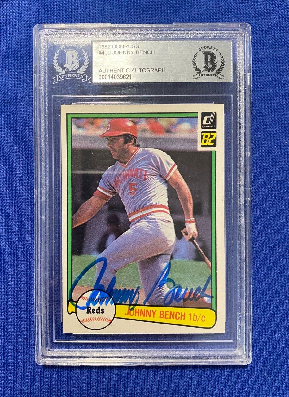 1982 DONRUSS JOHNNY BENCH CINCINNATI REDS #400 AUTO AUTOGRAPH BECKETT AUTHENTIC