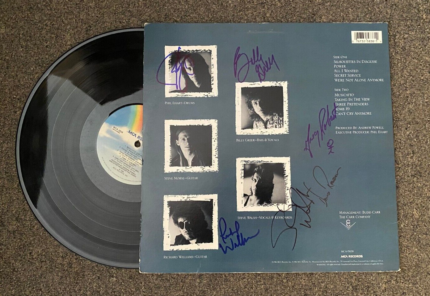 KANSAS POWER 4X MULTI SIGNED AUTOGRAPHED ALBUM COVER RICH WILLIAMS ++ W/COA