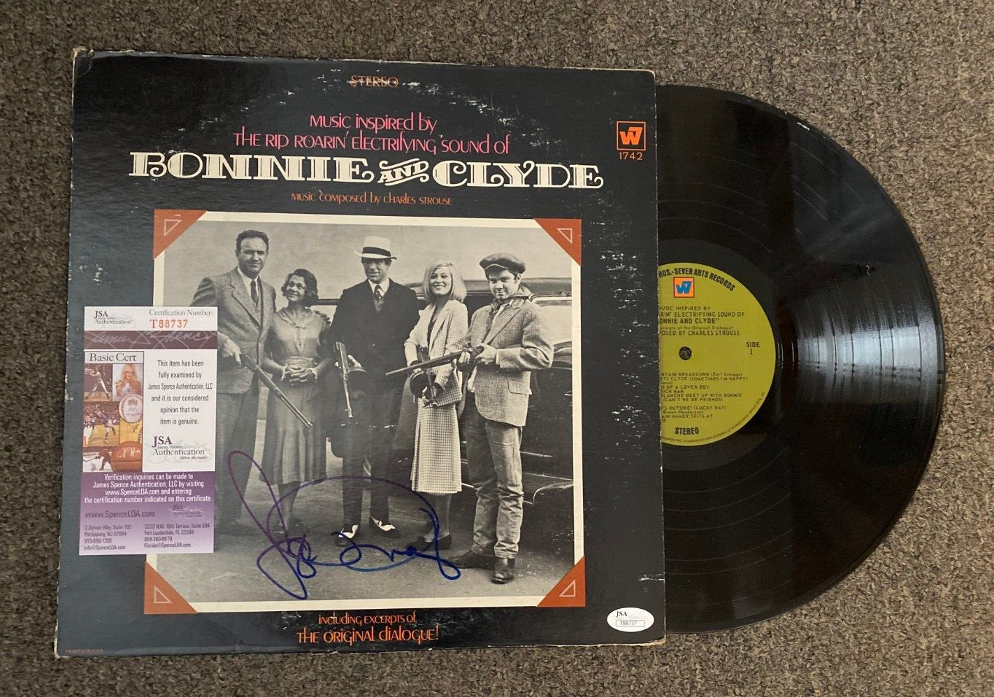 FAYE DUNAWAY MOVIE LEGEND SIGNED AUTOGRAPH BONNIE & CLYDE VINYL ALBUM COVER JSA